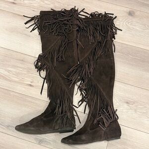 Sam Edelman Uri Over the Knee Fringe Suede boots